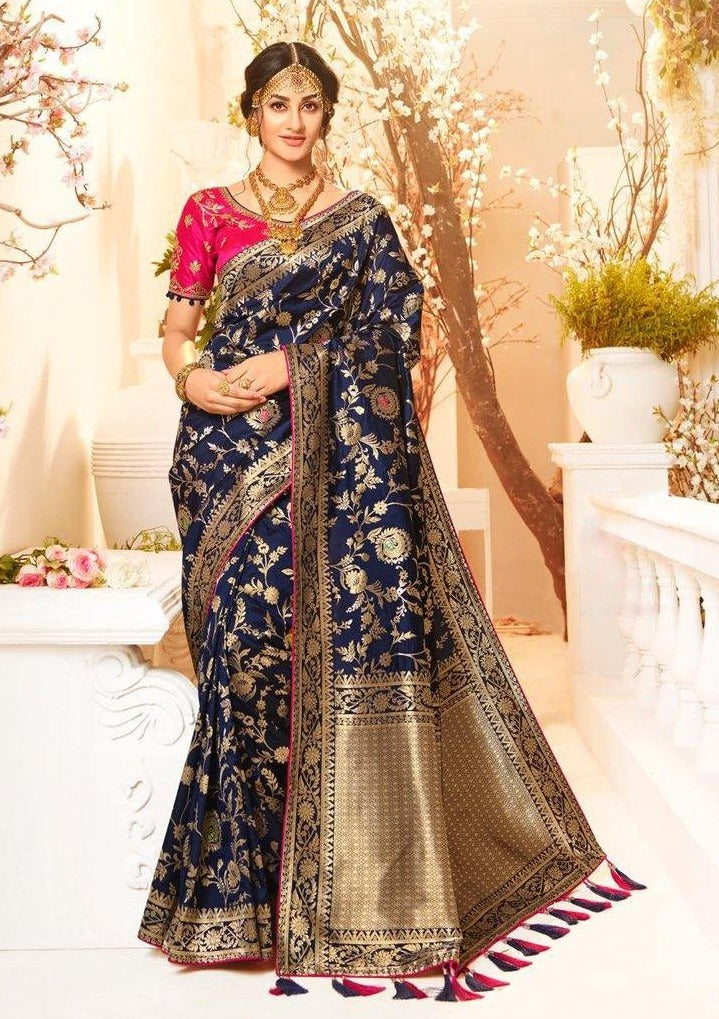 Buy blue banarasi saree online on Karagiri | BUY NOW – Karagiri Global