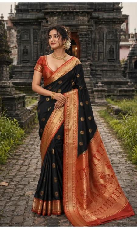 Black And Red Mhalsa Paithani