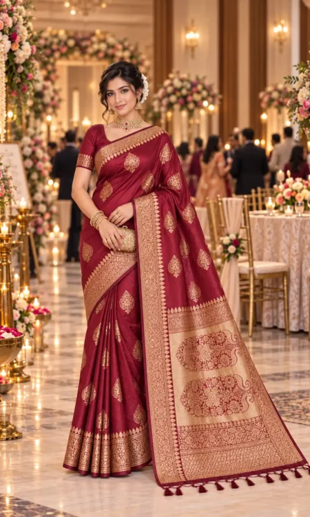 Maroon Kanjivaram Silk Saree