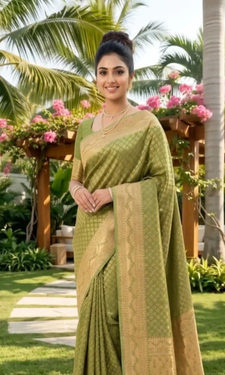 Gorgeous Green Kanjivaram Saree