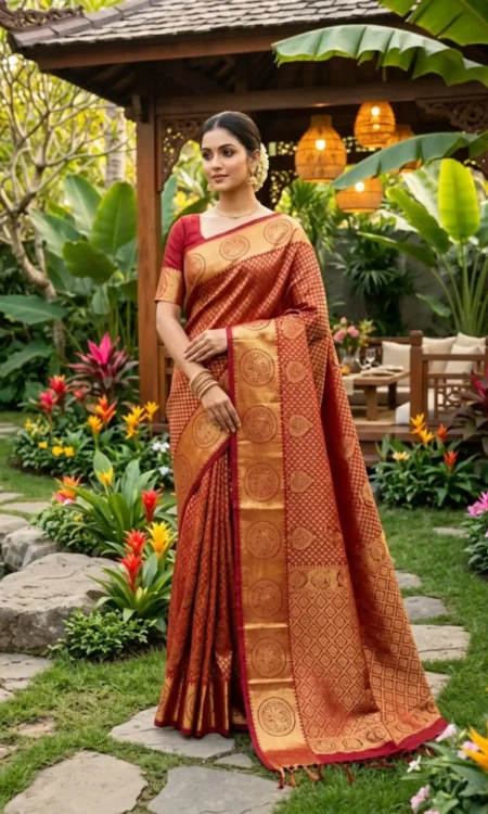 Captivating Red Kanjivaram Saree