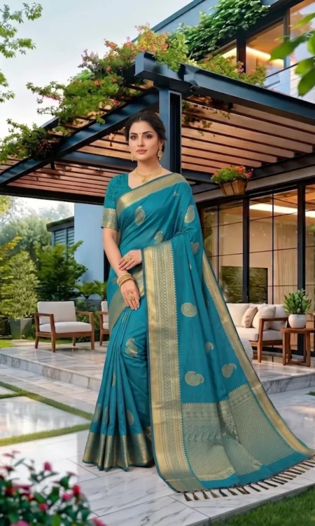 Cerulean Chic: A Blue Kanjivaram Saree