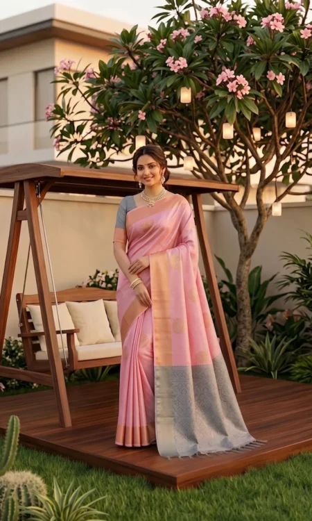 Powder Pink Perfection: Kanjivaram Saree