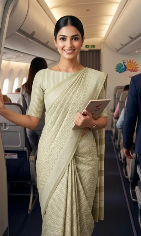 Grayish Green Cotton Printed Saree