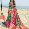 #1049 - Dhoop-chaaon blueish green banarasi - Muhurat Collections