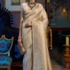 #1010 - Cream and gold zari sari in Kanjivaram style - Muhurat Collections