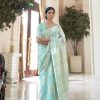 #1129 - Chikankari saree in light pastel shade - Muhurat Collections