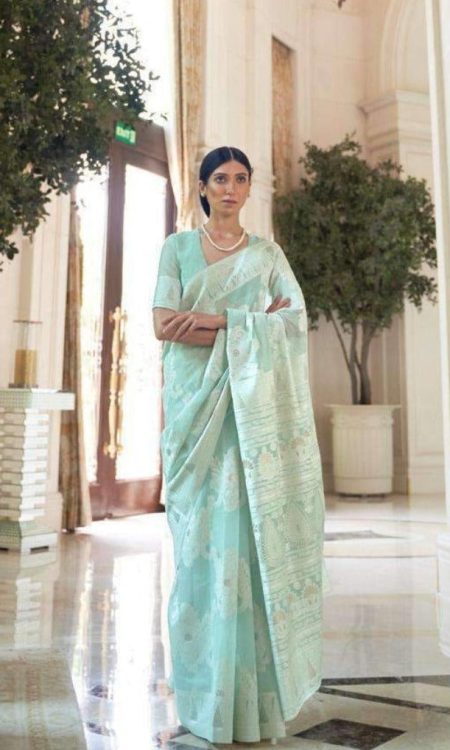 #1129 - Chikankari saree in light pastel shade - Muhurat Collections