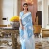 #1135 - Chikankari saree in sky blue - Muhurat Collections