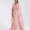 #1137 - Pastel french rose Chanderi saree with gold embellishment - Muhurat Collections