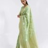 #1140 - Pista green Chanderi saree with gold embellishment - Muhurat Collections