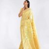 #1142 - Sunflower yellow Chanderi saree with gold embellishment - Muhurat Collections