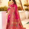 #1020 - Magenta pink and gold sari in Banarasi style - Muhurat Collections