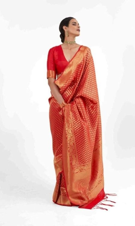 Sangria Red Kanjivaram Saree