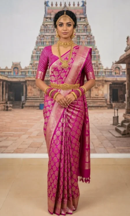 Blushing Beauty: Bridal Kanjivaram Saree