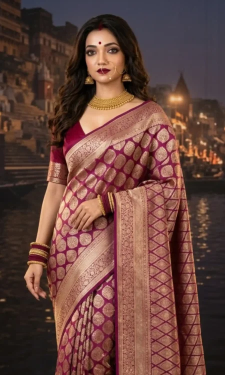Burgundy Bliss: Bridal Kanjivaram Saree