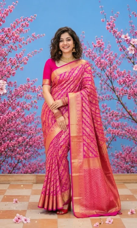 Pink Paradise: Bridal Kanjivaram Saree