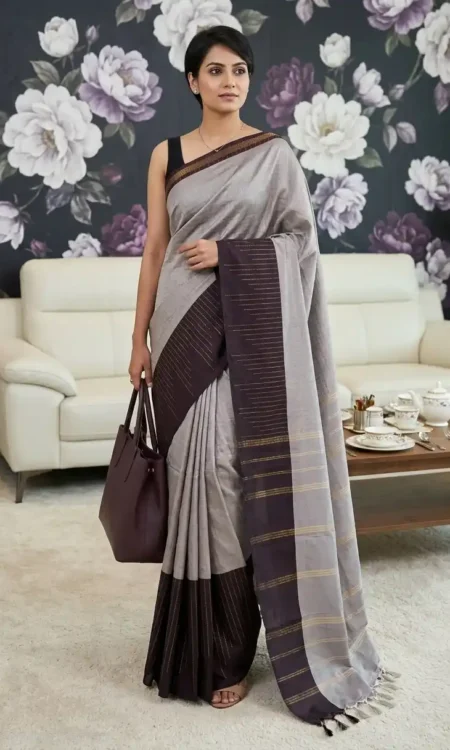 Colour Feast: Silver And Wine Kanjivaram Saree