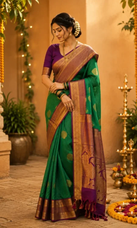 Green Maroon Kanjivaram Saree