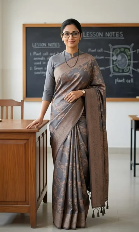 Boutique Banarasi Silver Grey Saree