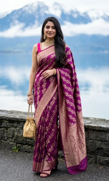 Very Berry: Wine Banarasi Saree