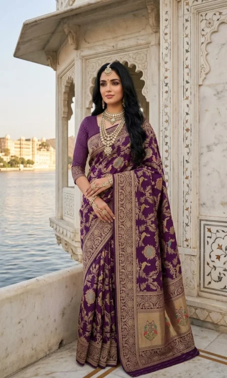 Plum Perfect: Wine Banarasi Saree