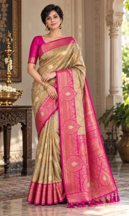 Silver Silhouette: Premium Kanjivaram saree