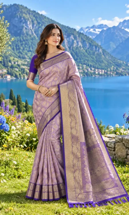 Lilac luxe: Kanjivaram saree
