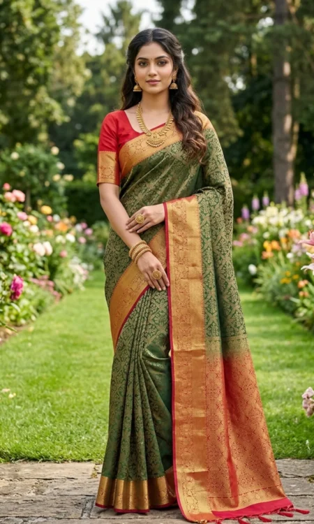 Jade Jewel: green Kajivaram saree