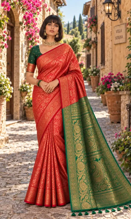 Red Revelry: Kanjivaram saree