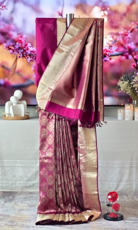 Cherry chic: Premium Kanjivaram saree