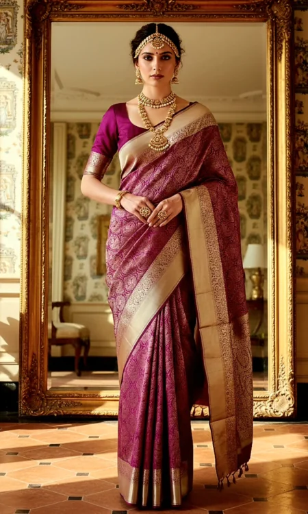 Cherry chic: Premium Kanjivaram saree