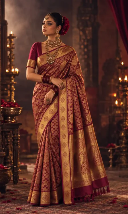 Cherry charm: Premium Kanjivaram saree