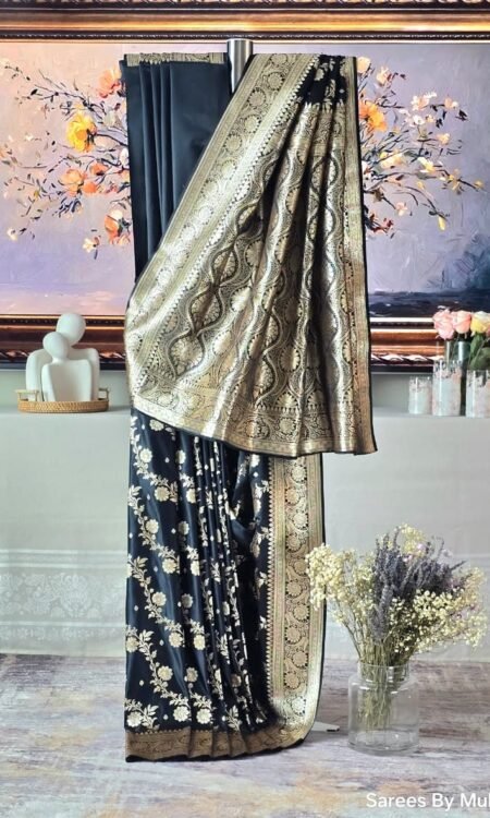 Onyx Opulence: stnning black Banarasi