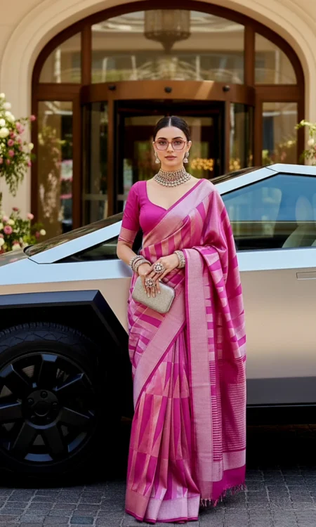 Pink perfection: a pink silver Kanjivaram