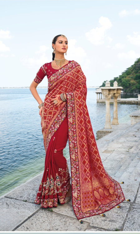 Sizzling Red: Irresistable red embroidered saree