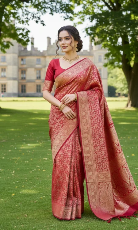 Glamour Punch: A glorious red Banarasi saree for weddings