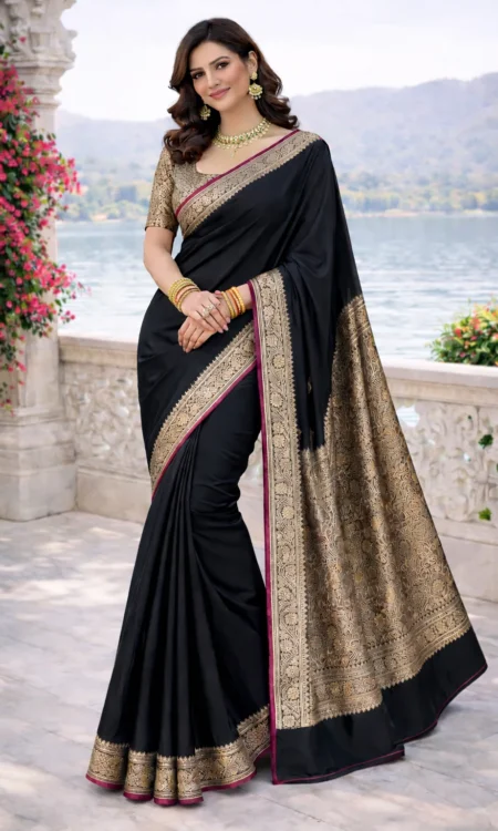 Rich and Rapturous: A black Banarasi saree