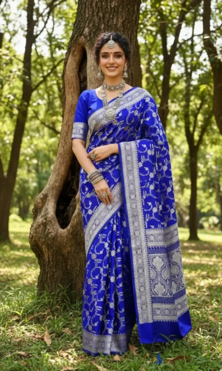 Lapis Lazuli blue Banarasi saree