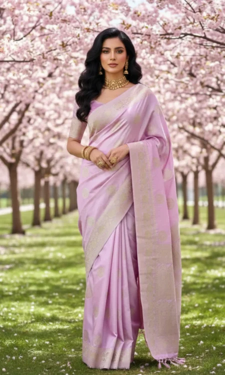 Himalayan salt pink Banarasi saree