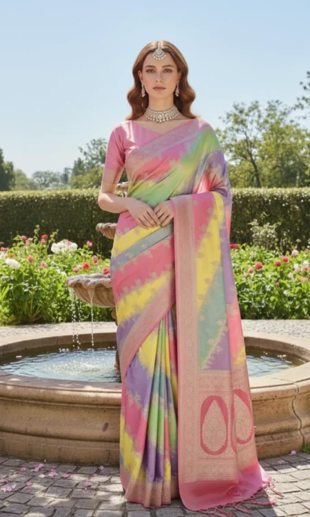 Colour Riot: A pastel-mulitcoloured rangkatt Banarasi saree