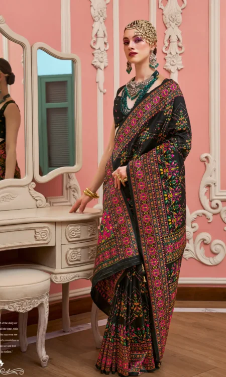Obsidian Odyssey: Black beautiful saree