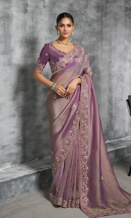 Mauve Mood: A pastel embroidered saree