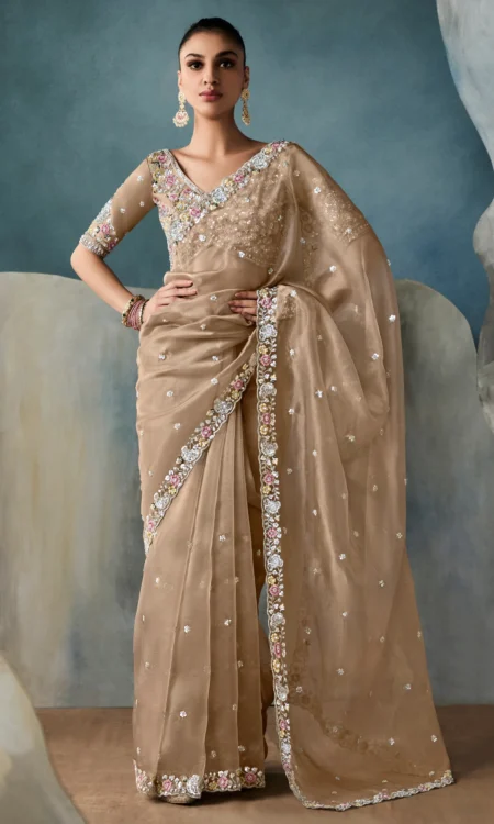 Creamy Dreamy: A soft light ceram saree