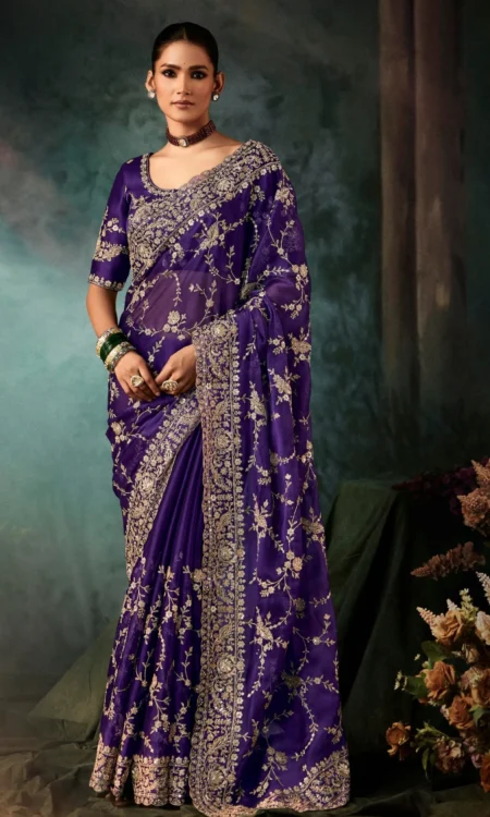 Violet Vogue: An exquisite violet saree