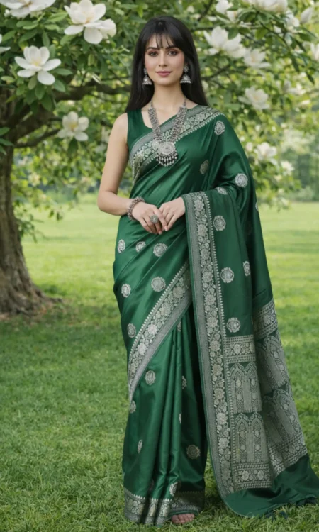 Green Glam: Deep green Mashru Banarasi
